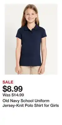 Old Navy Old Navy School Uniform Jersey-Knit Polo Shirt for Girls offer