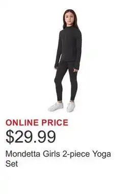 Costco Mondetta Girls 2-piece Yoga Set offer
