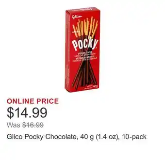 Costco Glico Pocky Chocolate, 40 g (1.4 oz), 10-pack offer