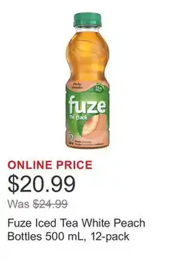 Costco Fuze Iced Tea White Peach Bottles 500 mL, 12-pack offer