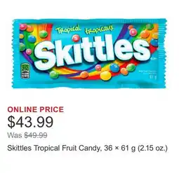 Costco Skittles Tropical Fruit Candy, 36 × 61 g (2.15 oz.) offer