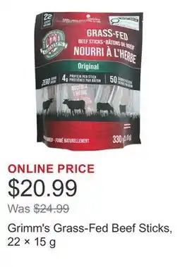 Costco Grimm's Grass-Fed Beef Sticks, 22 × 15 g offer