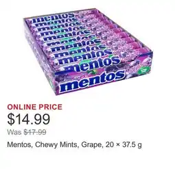 Costco Mentos, Chewy Mints, Grape, 20 × 37.5 g offer
