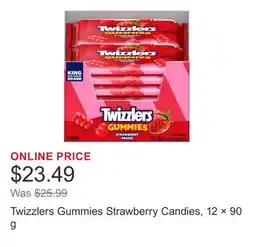 Costco Twizzlers Gummies Strawberry Candies, 12 × 90 g offer