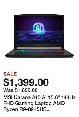 Newegg MSI Katana A15 AI 15.6 144Hz FHD Gaming Laptop AMD Ryzen R9-8945HS RTX 4060 32GB 1TBNVMe SSD Win11 offer