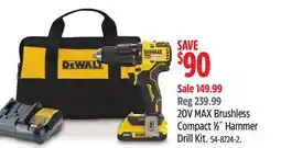 Canadian Tire DEWALT 20V MAX Brushless Compact 1⁄2˝ Hammer Drill Kit offer