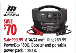 Canadian Tire MotoMaster Eliminator PowerBox 1600. Booster and portable power pack offer