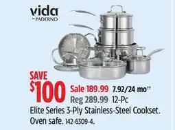 Canadian Tire Vida Elite Series 3-Ply Stainless-Steel Cookset offer