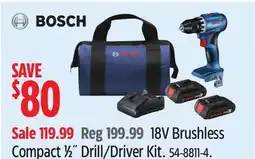 Canadian Tire Bosch Brushless Compact 1⁄2˝ Drill/Driver Kit offer