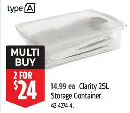 Canadian Tire type A Clarity 25L Storage Container offer