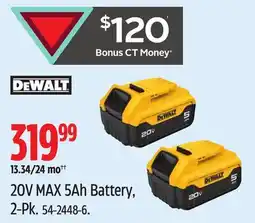 Canadian Tire DEWALT 20V MAX 5Ah Battery, 2-Pk offer