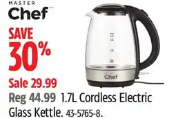 Canadian Tire MASTER Chef 1.7L Cordless Electric Glass Kettle offer