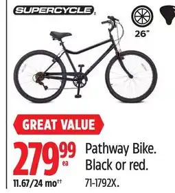 Canadian Tire Pathway Bike. Black or red offer