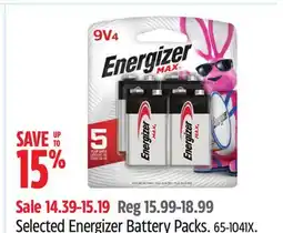 Canadian Tire Selected Energizer Battery Packs offer