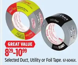 Canadian Tire Duck Tape Selected Duct, Utility or Foil Tape offer