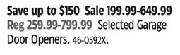 Canadian Tire Chamberlain Selected Garage Door Openers offer