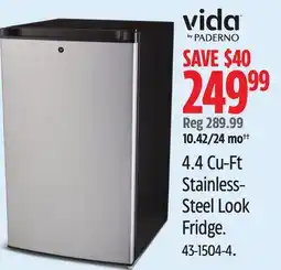Canadian Tire Vida-by-paderno 4.4 Cu-Ft Stainless- Steel Look Fridge offer