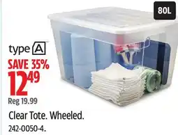 Canadian Tire Type A Clear Tote Wheeled offer