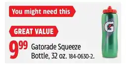 Canadian Tire Gatorade Squeeze Bottle, 32 oz offer