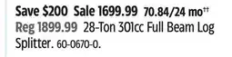 Canadian Tire Champion 28-Ton 301cc Full Beam Log Splitter offer