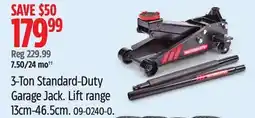 Canadian Tire Motomaster 3-Ton Standard-Duty Garage Jack. Lift range 13cm-46.5cm offer
