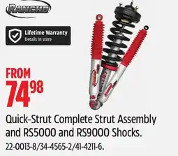 Canadian Tire Quick-Strut Complete Strut Assembly and RS5000 and RS9000 Shocks offer