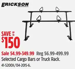 Canadian Tire Erickson Selected Cargo Bars or Truck Rack offer