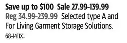 Canadian Tire Type-a Selected type A and For Living Garment Storage Solutions offer