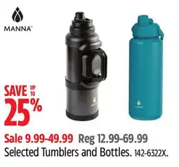 Canadian Tire Manna Selected Tumblers and Bottles offer