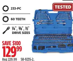 Canadian Tire Mastercraft Socket Set, 233-pc, SAE / Metric, Nickel-Chrome Plating offer