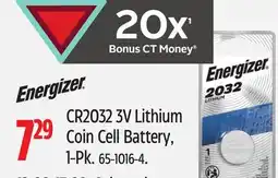 Canadian Tire Energizer CR2032 3V Lithium Coin Cell Battery, 1-Pk offer