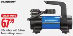 Canadian Tire Mastercraft 120V Inflator with Built-in Pressure Gauge offer