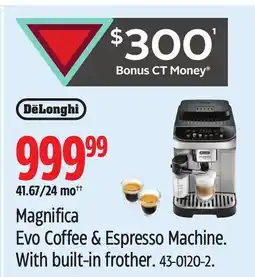 Canadian Tire Delonghi Magnifica Evo Coffee & Espresso Machine offer