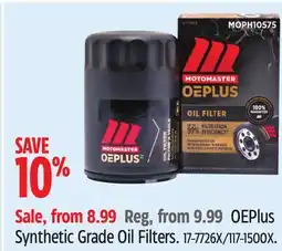 Canadian Tire MotoMaster OEPlus Synthetic Grade Oil Filters offer