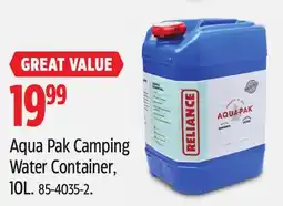 Canadian Tire Reliance Aqua Pak Camping Water Container offer