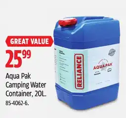 Canadian Tire Reliance Aqua Pak Camping Water Container, 20L offer