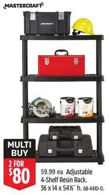 Canadian Tire Mastercraft Adjustable 4-Shelf Resin Rack offer
