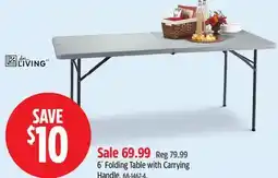Canadian Tire For Living 6´Folding Table with Carrying Handle offer