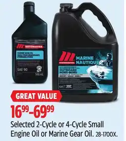 Canadian Tire Selected 2-Cycle or 4-Cycle Small Engine Oil or Marine Gear Oil offer