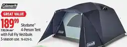 Canadian Tire Coleman Skydome 4-Person Tent with Full Fly Vestibule offer