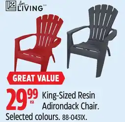 Canadian Tire For Living King-Sized Resin Adirondack Chair offer