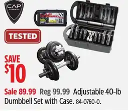 Canadian Tire Cap Adjustable 40-lb Dumbbell Set with Case offer