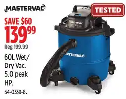 Canadian Tire 60L Wet/ Dry Vac. 5.0 peak HP offer