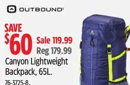 Canadian Tire Outbound Canyon Lightweight Backpack offer