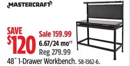Canadian Tire Mastercraft 48˝ 1-Drawer Workbench offer