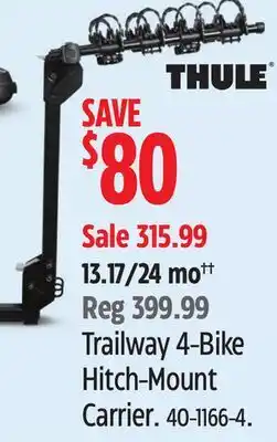 Canadian Tire Thule Trailway 4-Bike Hitch-Mount Carrier offer