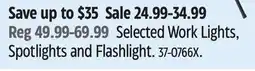 Canadian Tire MotoMaster Selected Work Lights, Spotlights and Flashlight offer