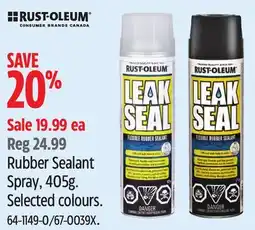 Canadian Tire Rust-Oleum Rubber Sealant Spray, 405g. Selected colours offer