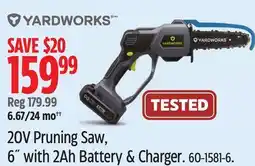 Canadian Tire Yardworks 20V Pruning Saw, 6 with 2Ah Battery & Charger offer