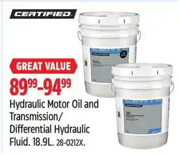 Canadian Tire Hydraulic Motor Oil and Transmission/ Differential Hydraulic Fluid offer